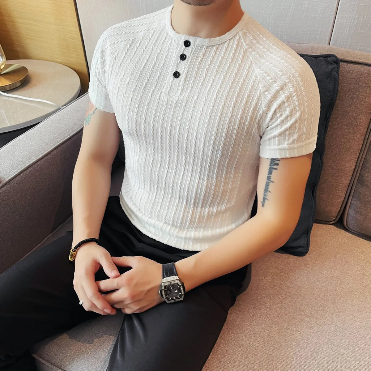Summer Knitted Button Casual T-Shirt