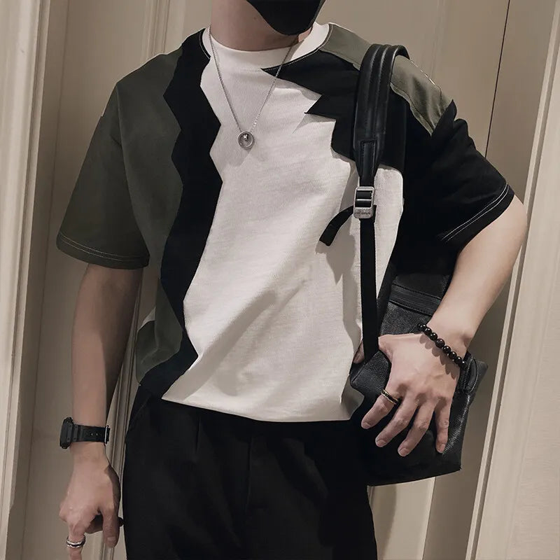Fashion Spliced Round Neck T-Shirt