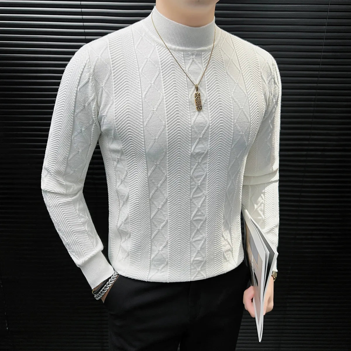 Diamond Jacquard Knit Sweater