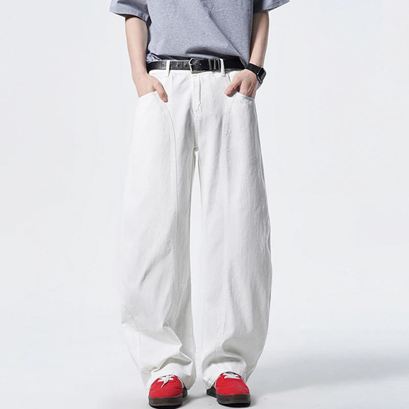 Solid Casual Wide Leg Men's Jeans