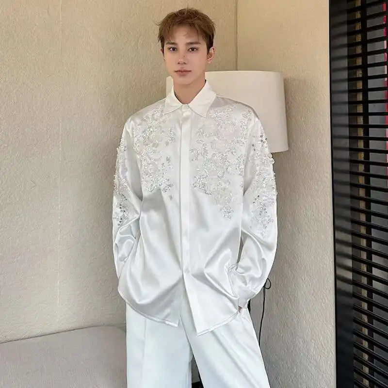 Sequin Patchwork Design Casual Shirt