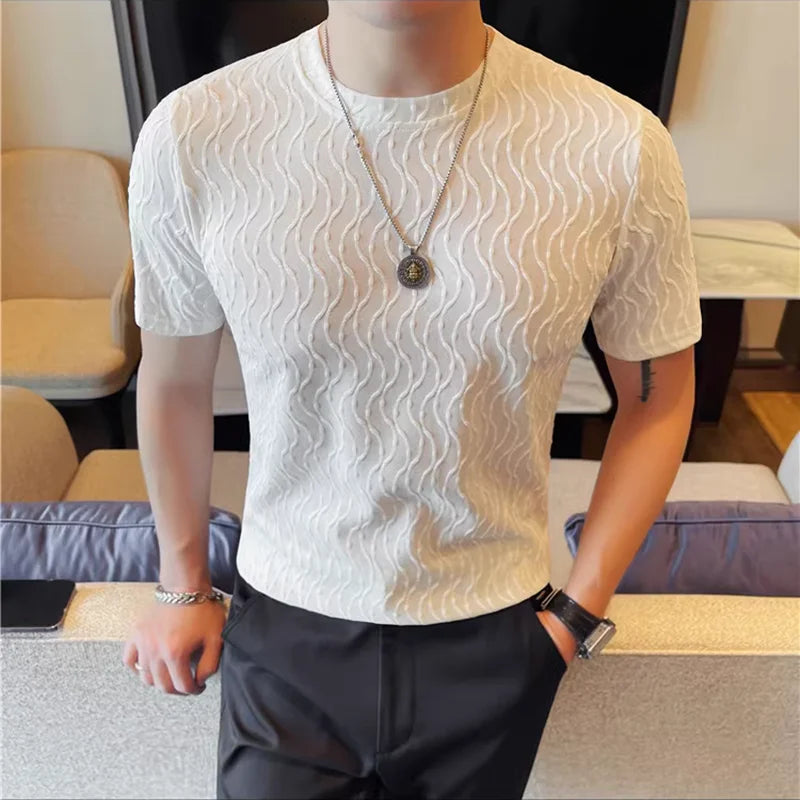 Slim-Fit Striped Ruffian Fashion Tee