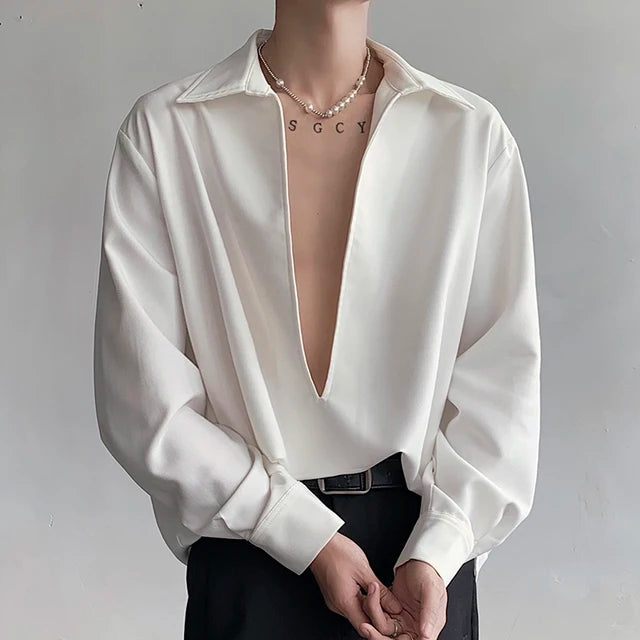 V-Shaped Slit Men's Shirt