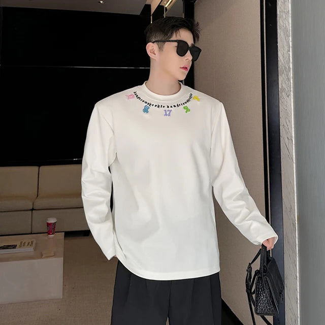 Letter O-neck Long Sleeve T-Shirt