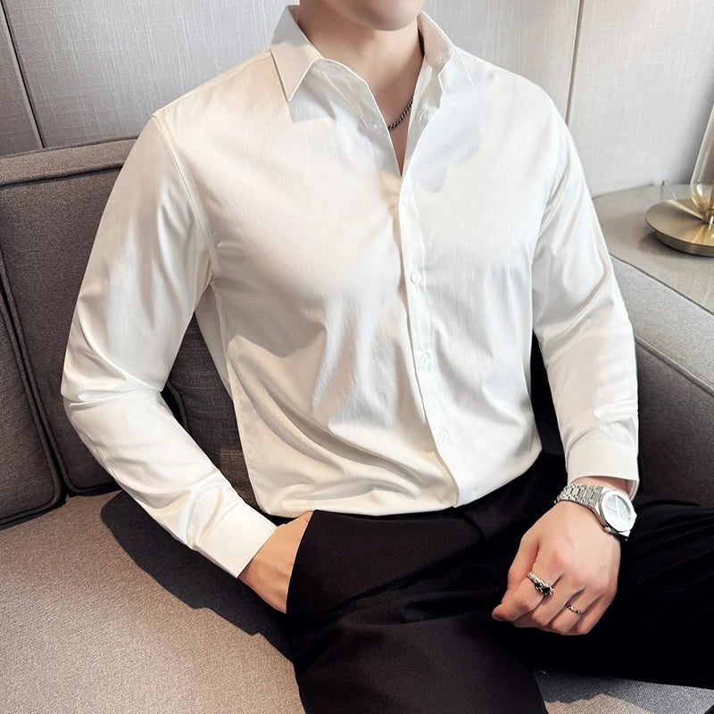 Checkered Pattern Long Sleeve Polyester Shirt