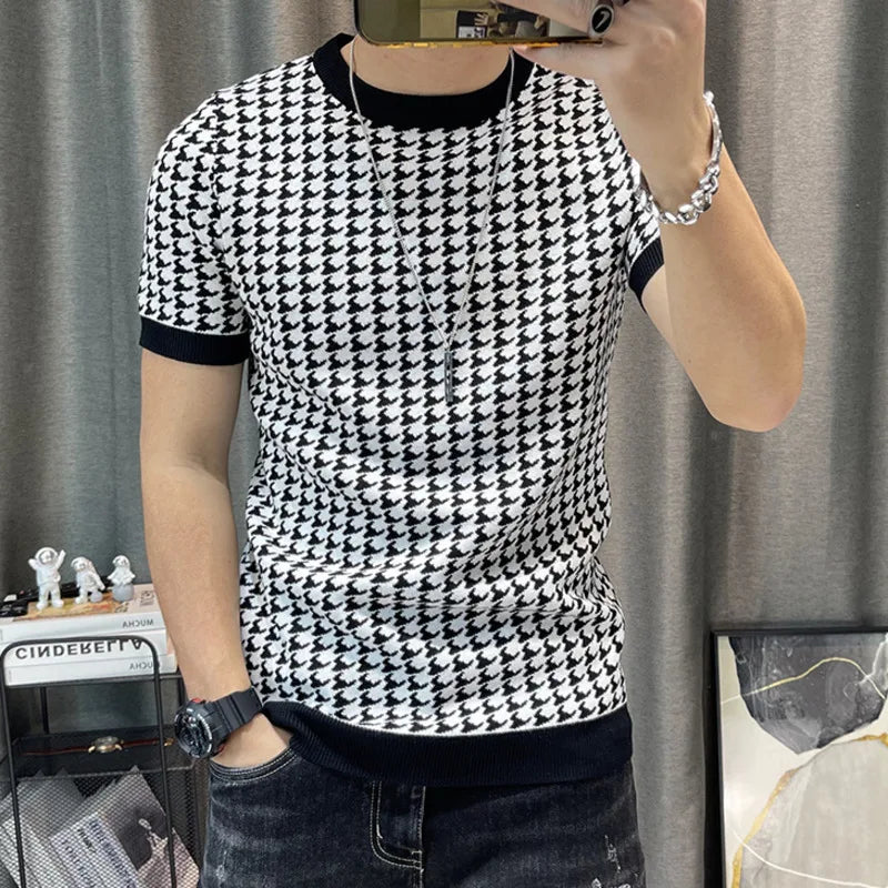 Houndstooth Pattern Short Sleeve T-Shirt