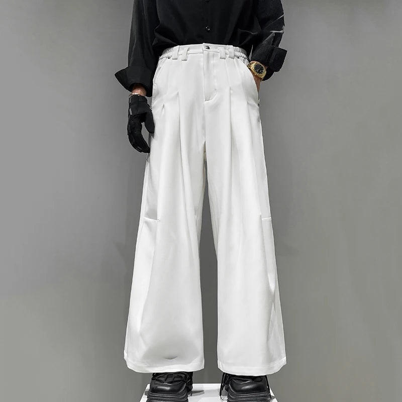 Pleated Design Loose Wide-Leg Trousers
