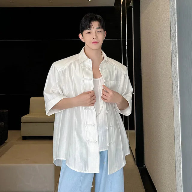 Solid Knot Button Short Sleeve Shirt