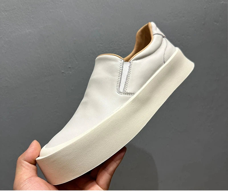 Casual Solid Leather Platform Shoes