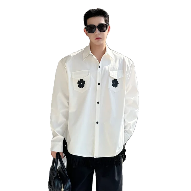 White Color Long Sleeve Floral Shirt