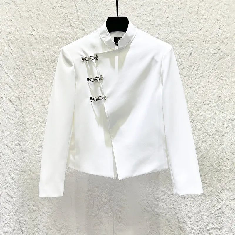Irregular Metal Buckle Deconstructed Shirt