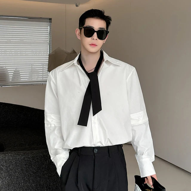 Detachable Sleeve Solid Cotton Shirt
