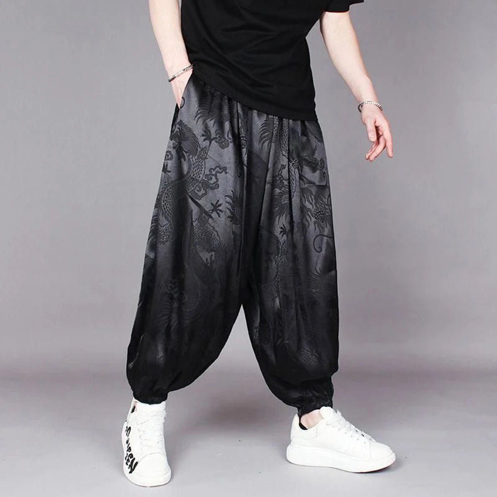 Dragon Jacquard Large Crotch Loose Pants