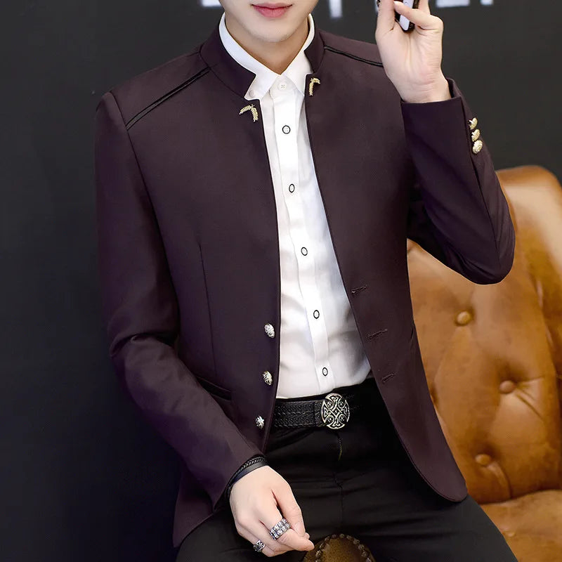 Elegant Badge Buttons Long Sleeve Blazer