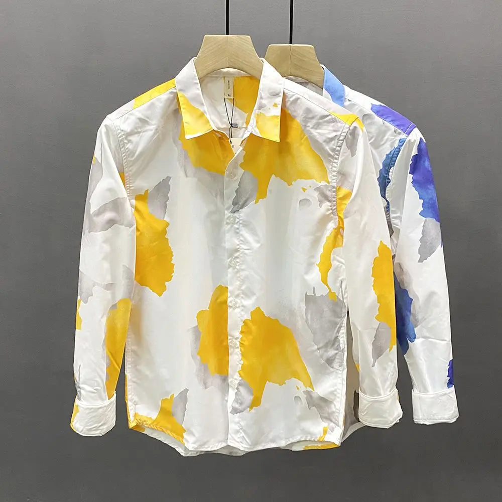 Printed Pattern Turn-Down Collar Fashion Shirt