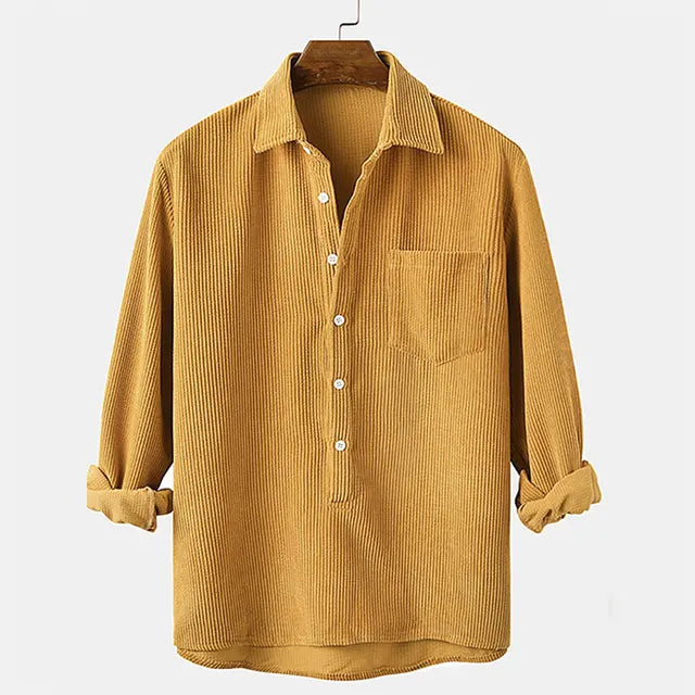 Corduroy Button-Down Long Sleeve Shirt