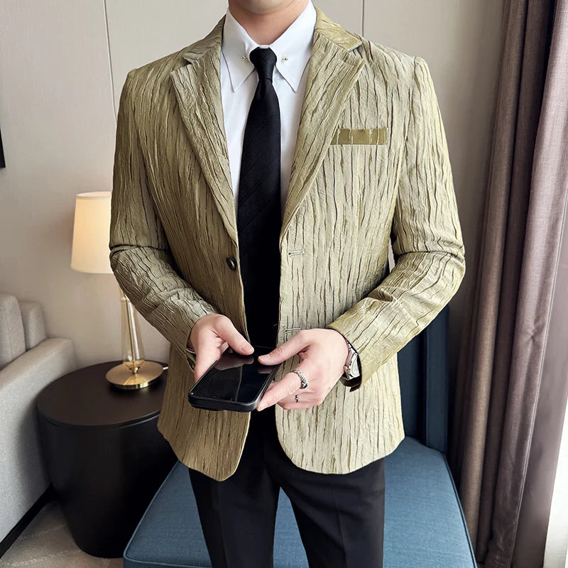 3D Pleated Single Breasted Blazer