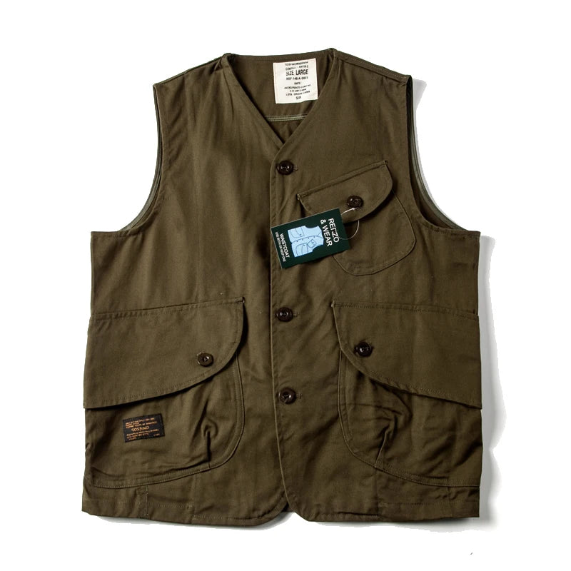 Single Button Solid Cotton Vest
