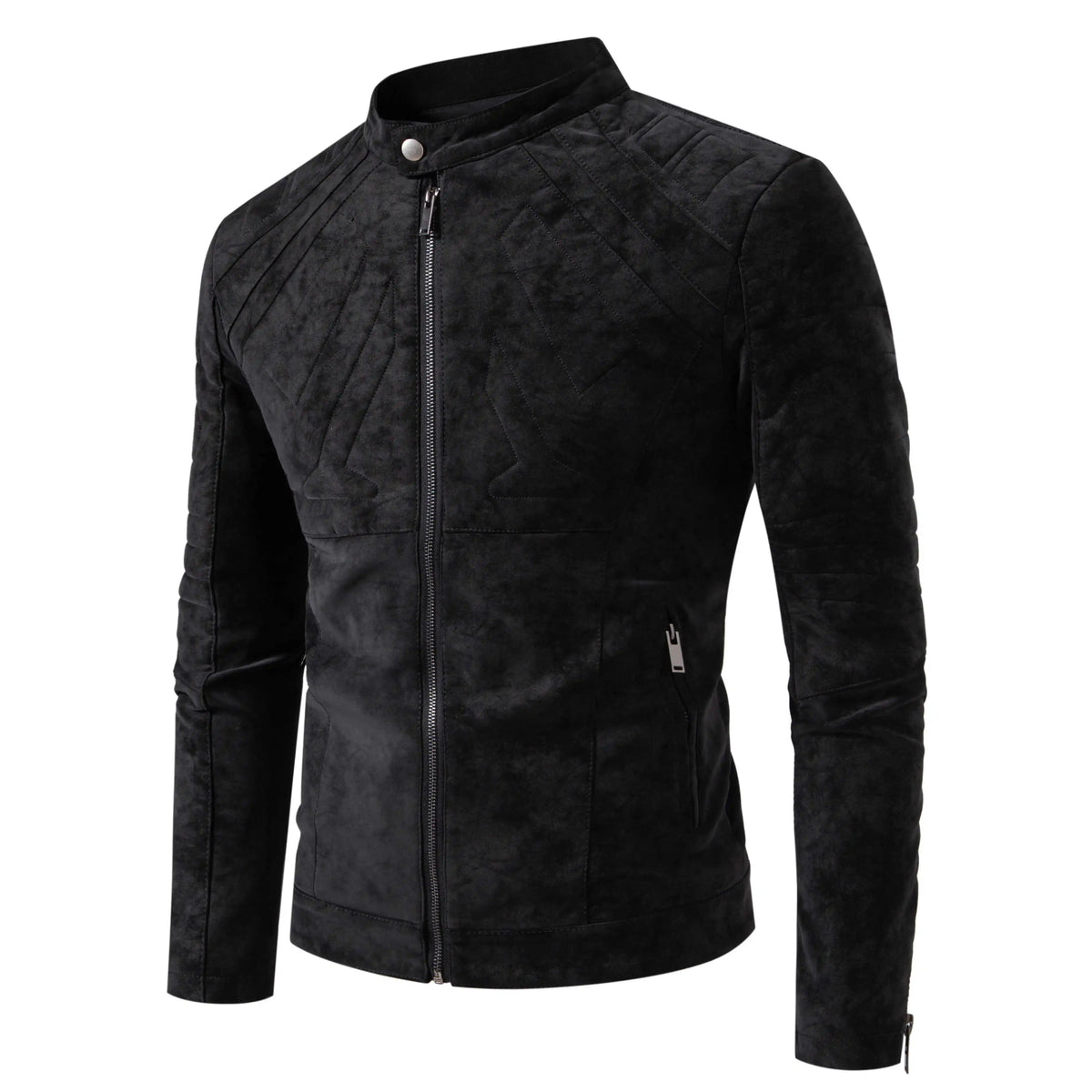 Stand Collar Metal Zipper Moto Jacket