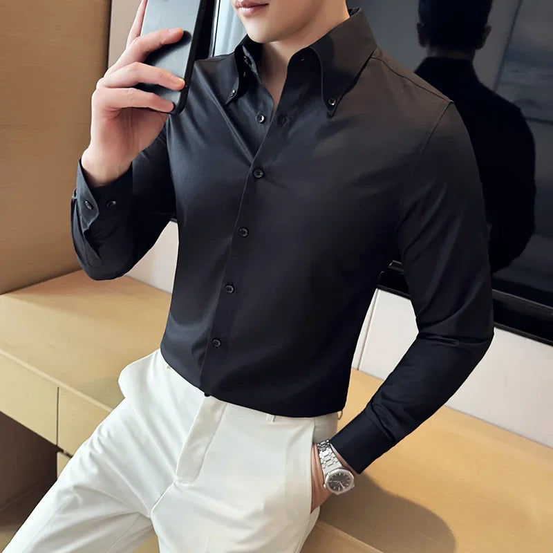 Smart Casual Solid Slim-Fit Shirt