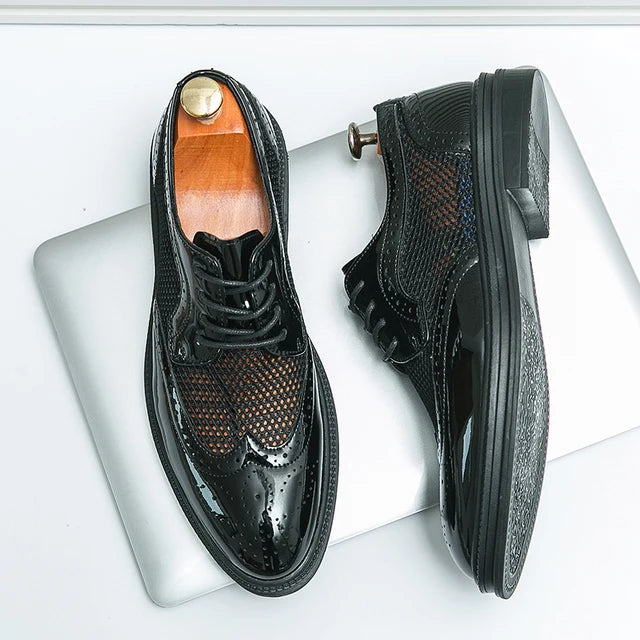 Breathable Lace-Up Microfiber Shoes