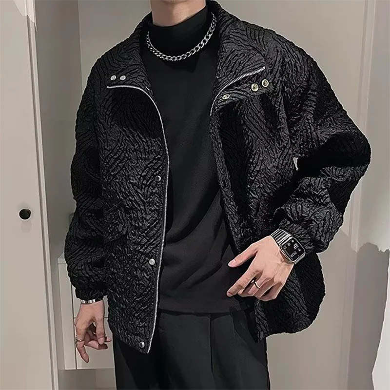 Fold Fabric Zipper Lapel Jacket