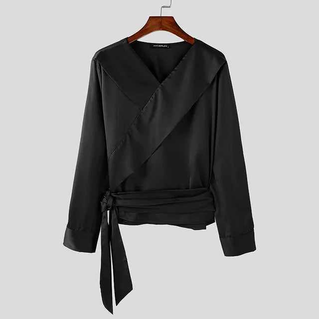 Solid Twisted Cross Neck Shirt