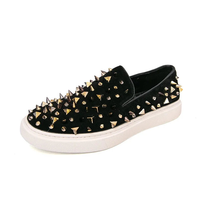 Punk Round Toe Rhinestone Rivet Sneakers