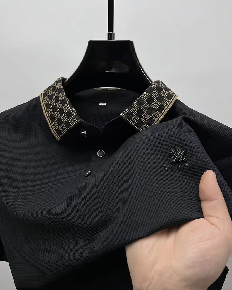 Monogram Collar Casual Men's Polo Shirt