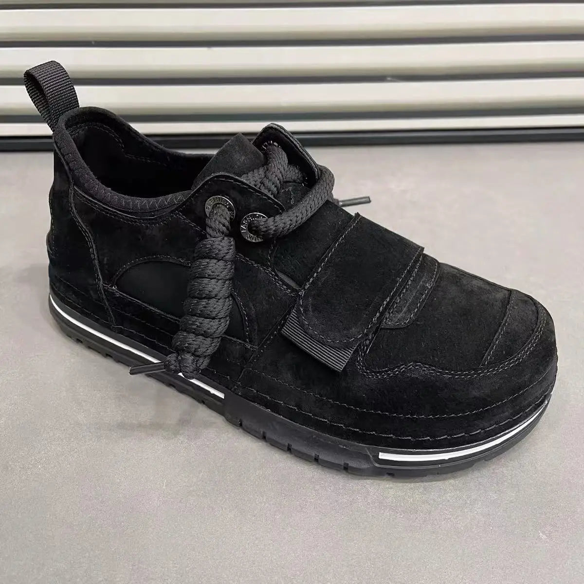 Cross-Tied Solid Suede Sneakers