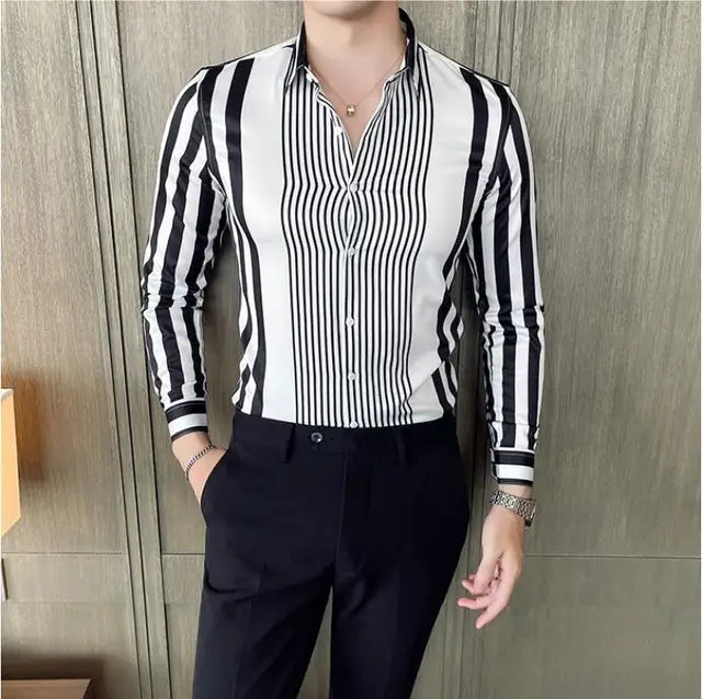 Casual Striped Contrast Slim Fit Shirt