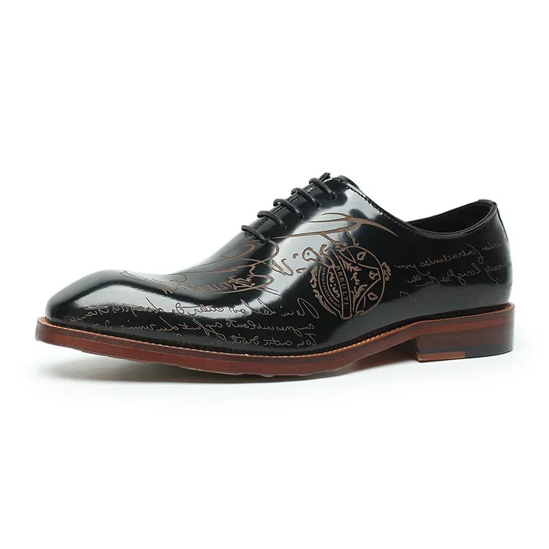 Luxury Engraved Leather Oxford Dress Shoes