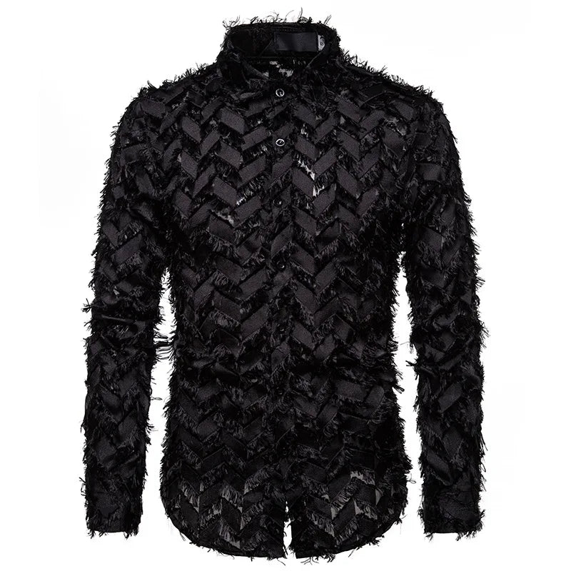 Geometric Pattern Feather Solid Shirt