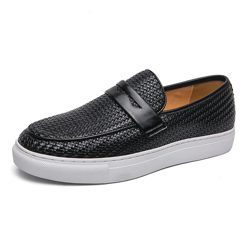 Soft Casual Leather Woven Loafers