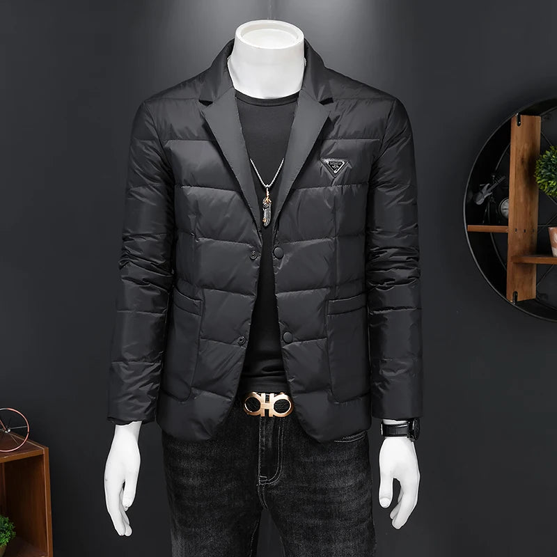 Black Puffed V-Neck Jacket