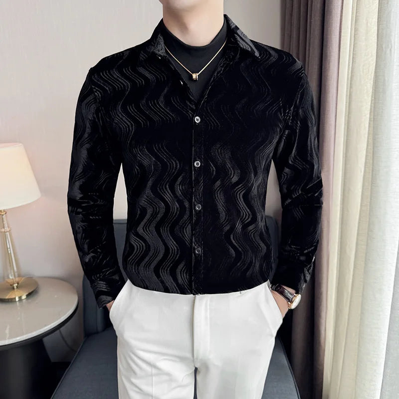 Dual-Layer Velvet Elegance Shirt
