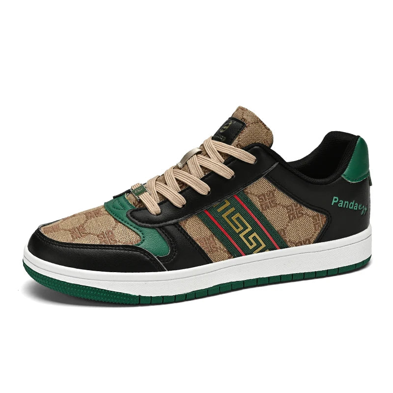 Geometric Pattern Breathable Lace-Up Sneakers