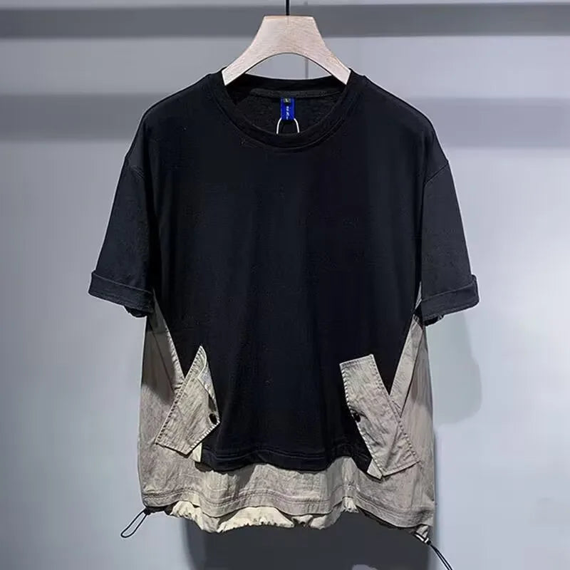 Patchwork Spliced Contrast Color T-Shirt