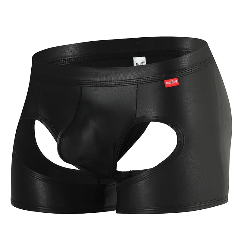 Exotic Faux Leather Hollow Out Boxer