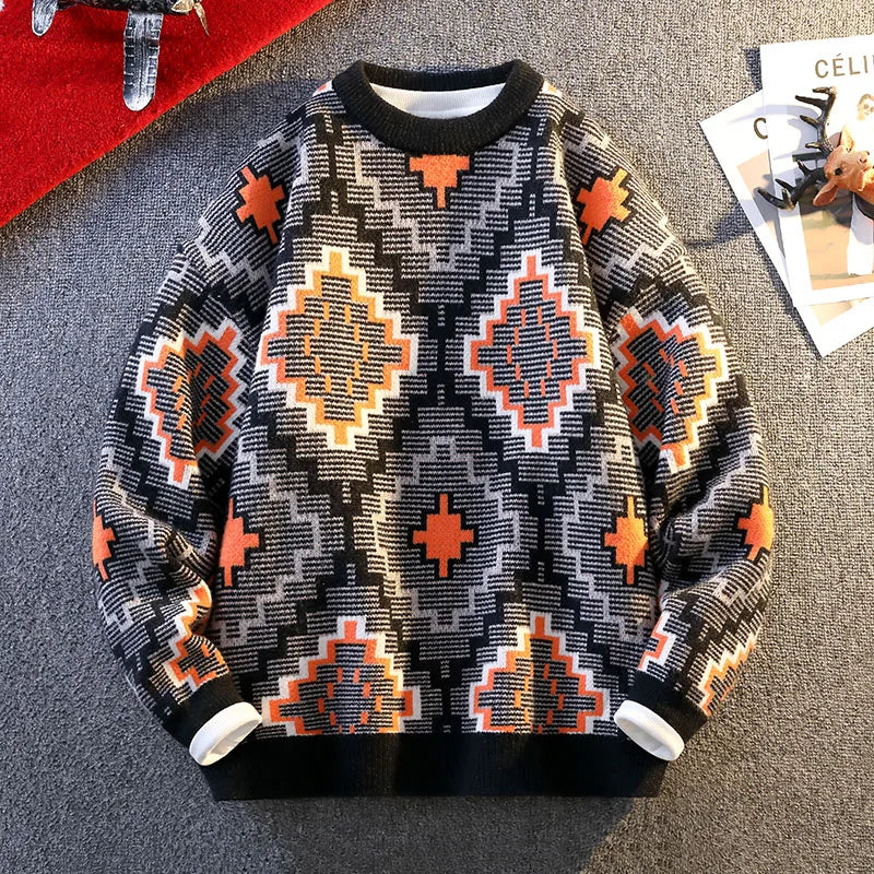 Geometric Tribal Pattern Men's Sweater