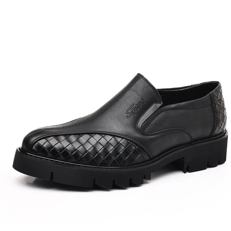Black Solid Woven Slip-On Loafers