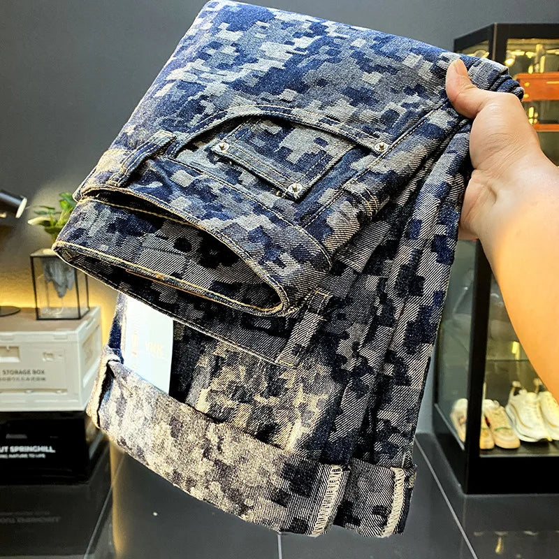 Retro Printed Straight Fit Jeans