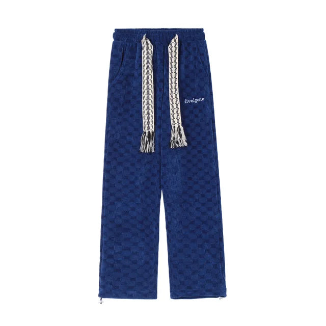 Solid Plaid Jacquard Loose Pants