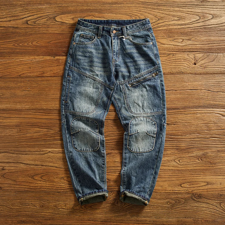 American Vintage Style Patchwork Jeans