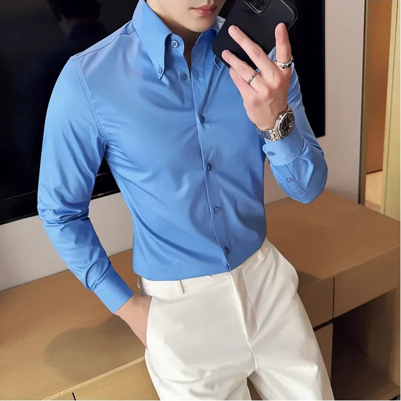Smart Casual Solid Slim-Fit Shirt