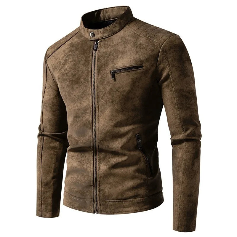 American Retro Leather Solid Jacket