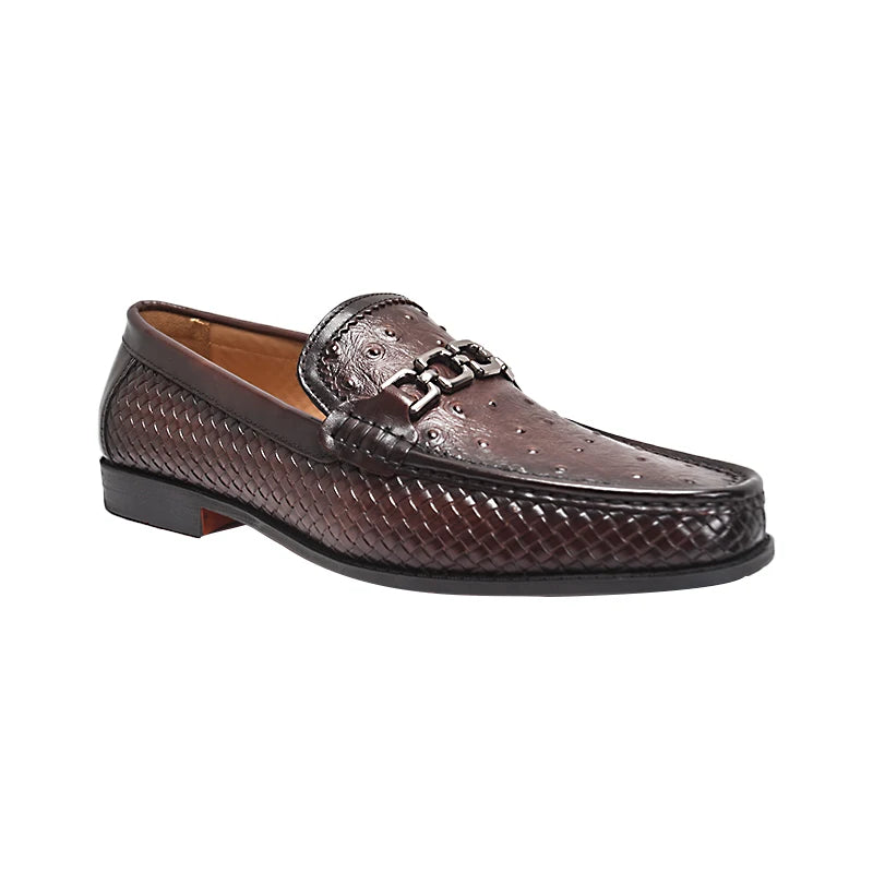 Chain Metal Appliques Genuine Leather Loafers
