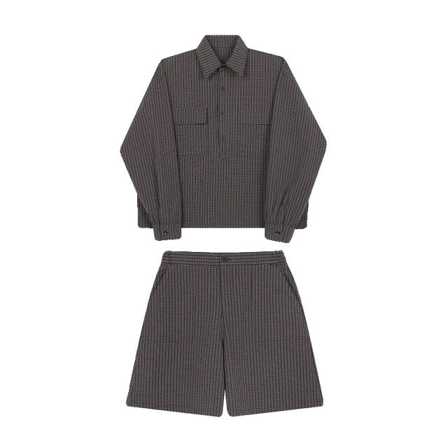 Casual Plaid Pattern Shorts Set