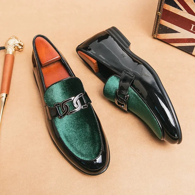 Luxury Metal Appliques Artificial Leather Loafers