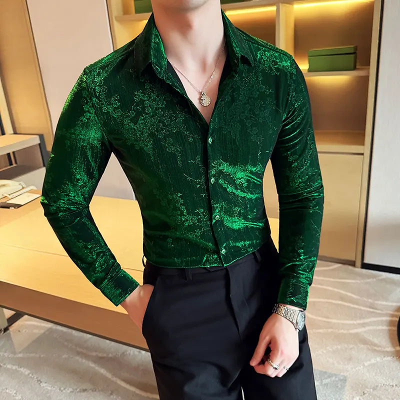Luxury Retro Velvet Jacquard Shirt